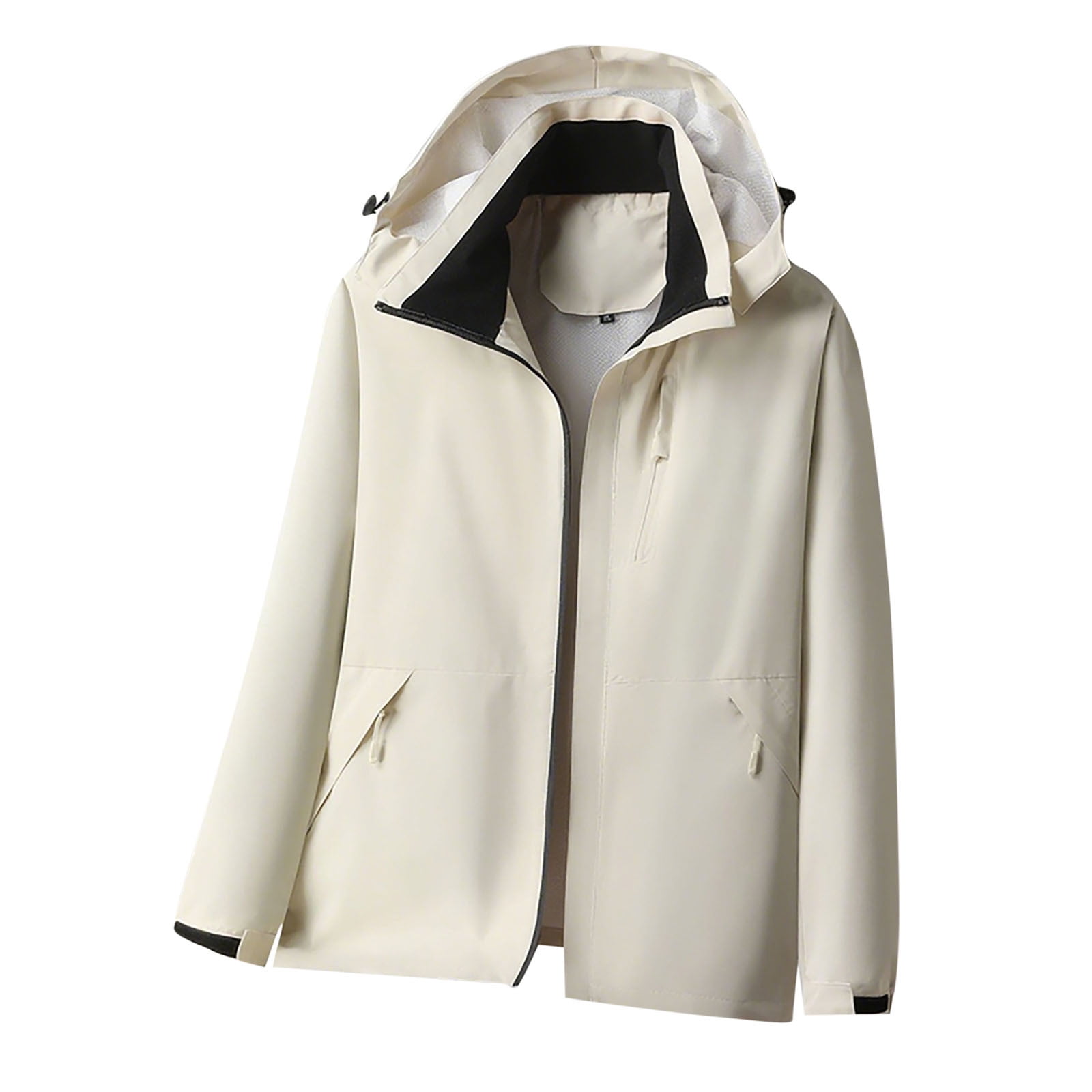 Admvng Rain Coats for Men Color Blocked Long Sleeved Detachable Hooded ...