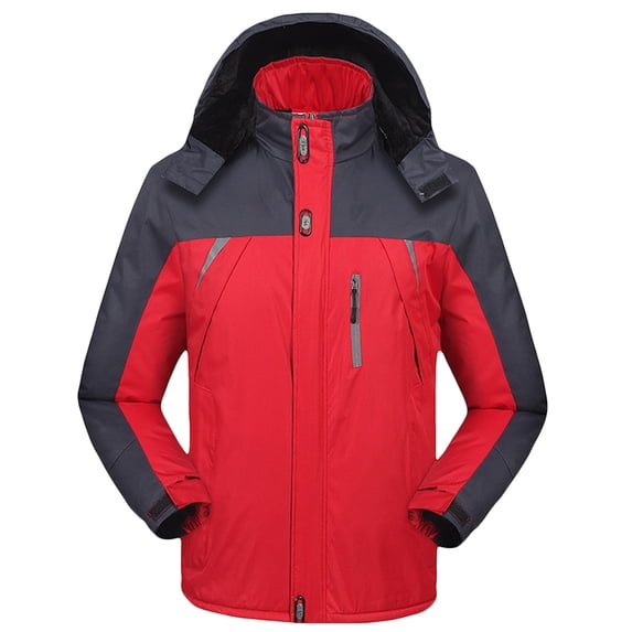 Admvng Rain Jacket Men Casual Plus Waterproof Solid Patchwork Long Sleeves Zipper Hooded Outdoor Sports Jacket, Size L-5XL