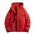 thumbnail image 1 of Admvng Rain Jacket Men Casual Waterproof Solid Long Sleeves Zipper Hooded Outdoor Sports Jacket, Size XS-3XL, 1 of 6