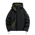 thumbnail image 1 of Admvng Rain Jacket Men Color Blocked Long Sleeved Detachable Hooded Zipper Cardigan Outdoor Waterproof Workwear Jacket, Size M-4XL, 1 of 8