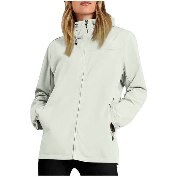 Luvrsol Rain Jacket Women Spring and Winter Waterproof Hooded Pocket Zipper Outdoor Mountaineering Clothing Sports, Size S-3XL