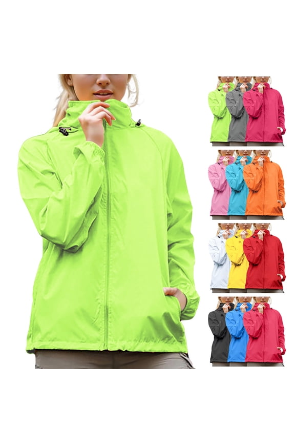 Admvng Rain Jacket Women Windbreaker Sun Hoodie Light Raincoats with Storage Bag,Sizes XS-3XL
