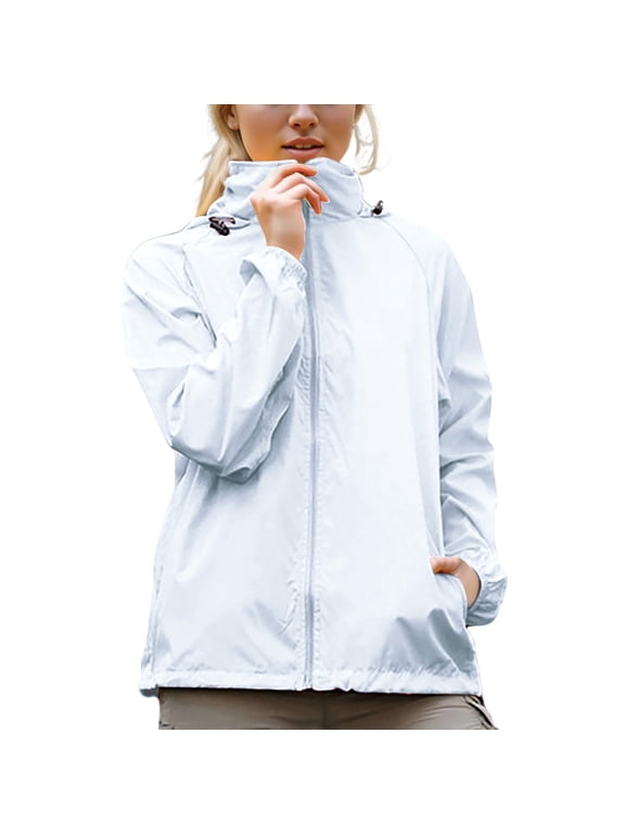 Admvng Rain Jacket Women Windbreaker Sun Hoodie Light Raincoats with Storage Bag,Sizes XS-3XL