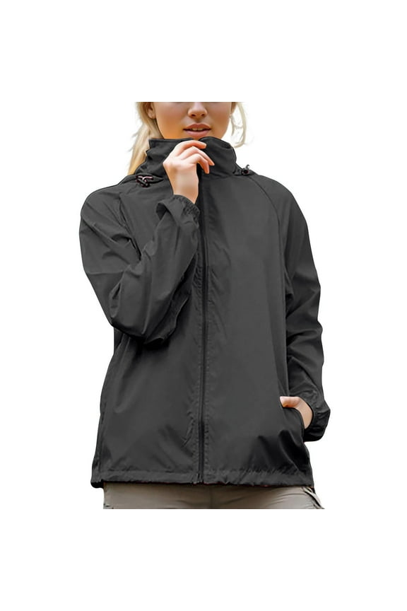 Admvng Rain Jacket Women Windbreaker Sun Hoodie Light Raincoats with Storage Bag,Sizes XS-3XL