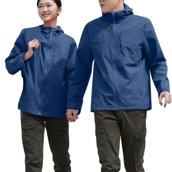 Admvng Raincoat for Women Plus Size Windproof Jacket Zipper Pocket Hooded Casual Outdoor Mountaineering Suit Thin M-5XL