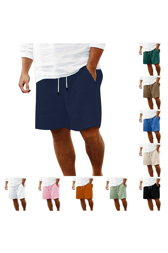 Men Shorts Clearance Under $10 Cotton Shorts with Pockets Elastic Waist Shorts Athletic Shorts for Gym Running