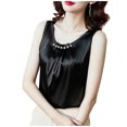 thumbnail image 1 of Admvng Satin Tank Tops for Womens Plus Size Round Neck Sleeveless Pleated Blouses Elegant Tops, 1 of 5
