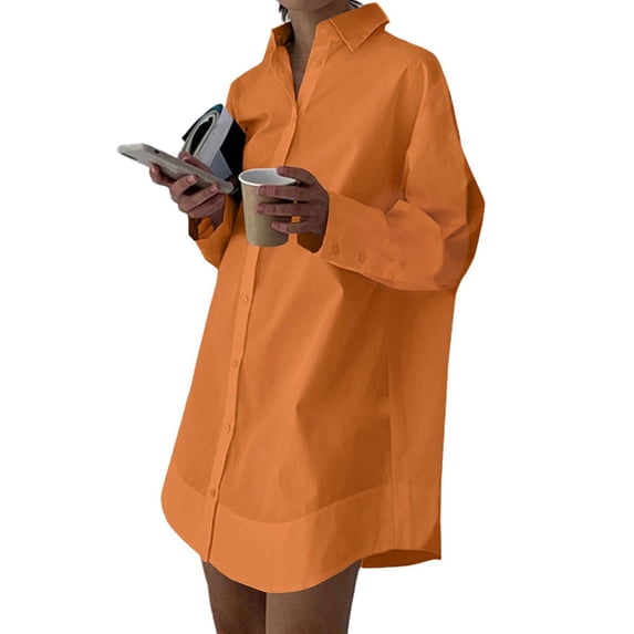 Admvng Shirt for Women Long Sleeve Button-Down Casual Loose Fit Blouse