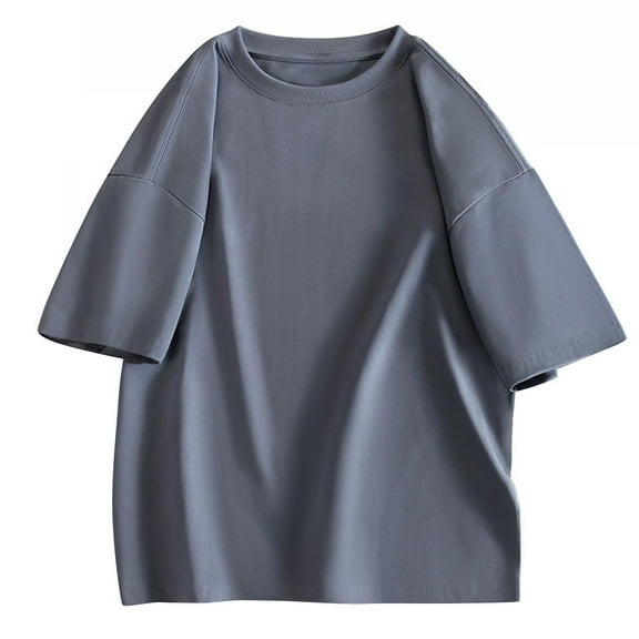 Admvng Shirts for Men Crew Neck Solid Color Short Sleeve Relaxed Fit Outdoor Wear S-4XL