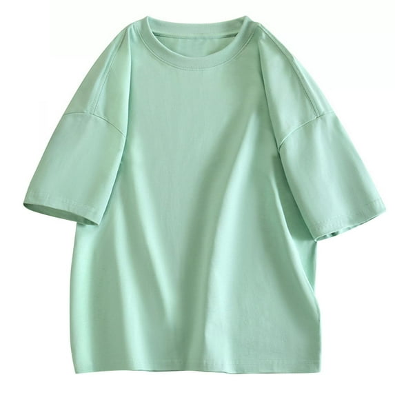 Admvng Shirts for Men Crew Neck Solid Color Short Sleeve Relaxed Fit Outdoor Wear S-4XL