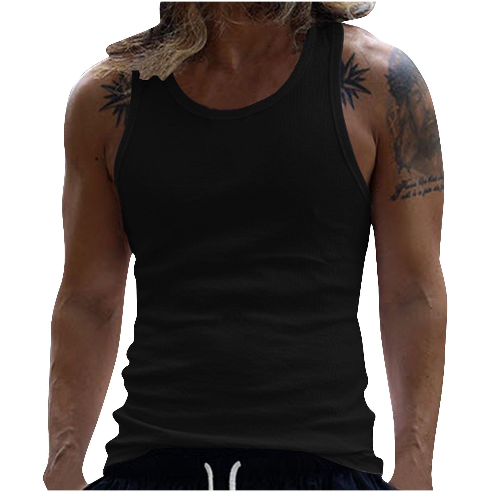 Admvng Shirts for Men Summer Beach Tank Top Solid Color Sleeveless ...