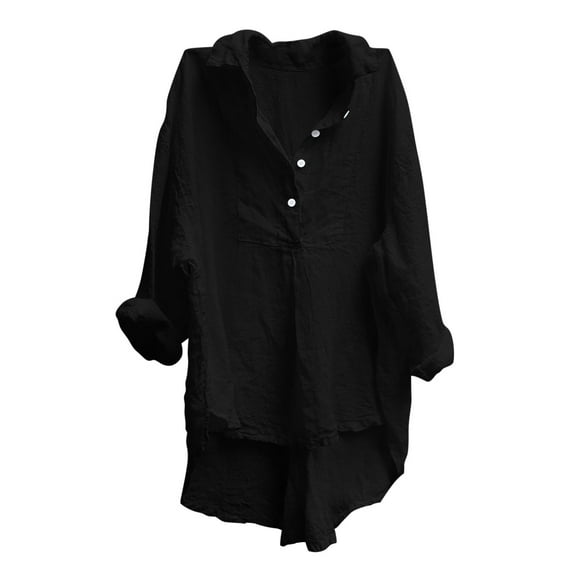 Admvng Shirts for Women Casual Loose Comfy Linen Shirts Buttons Long Sleeve Trendy Blouses S-2XL