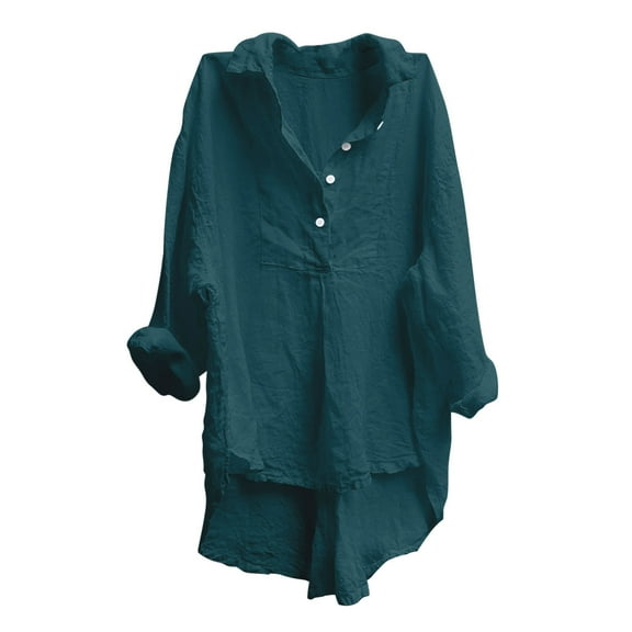 Admvng Shirts for Women Casual Loose Comfy Linen Shirts Buttons Long Sleeve Trendy Blouses S-2XL
