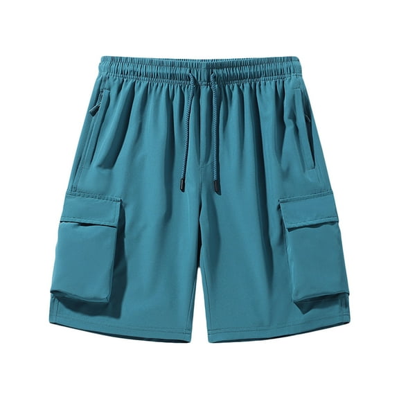 Admvng Shorts Men Casual Fashion Solid Drawstring Elastic Waist Multiple Pockets Shorts M-3XL