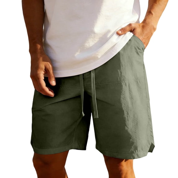 Admvng Shorts for Men Ice Silk Drawstring Elastic Waist Solid Workout Athletic Shorts