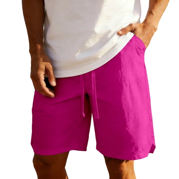 Admvng Shorts for Men Ice Silk Drawstring Elastic Waist Solid Workout Athletic Shorts