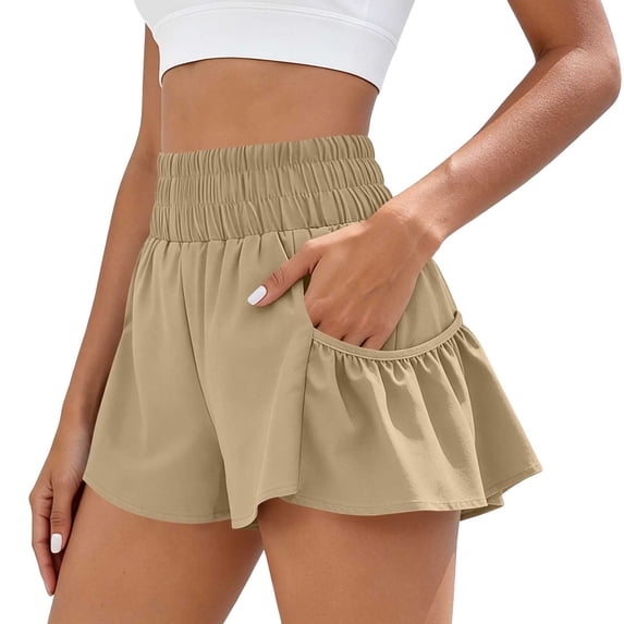 Admvng Shorts for Women Solid Breathable High Waisted Yoga Running Shorts