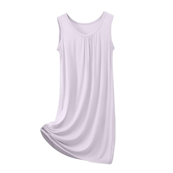 Admvng Sleeveless Nightgown for Women Plus Size Soft Loose Crew Neck Sleep Tank Dress Comfy Night Gowns Clearance