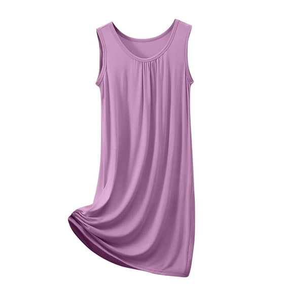 Admvng Sleeveless Nightgown for Women Plus Size Soft Loose Crew Neck Sleep Tank Dress Comfy Night Gowns Clearance