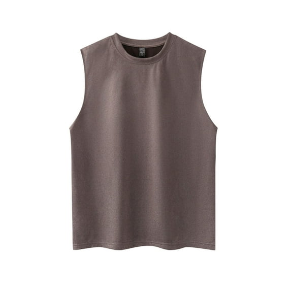 Admvng Sleeveless Shirts for Men Crew Neck Solid Color Wide Shoulder Fitness Sports Leisure Tank M-3XL