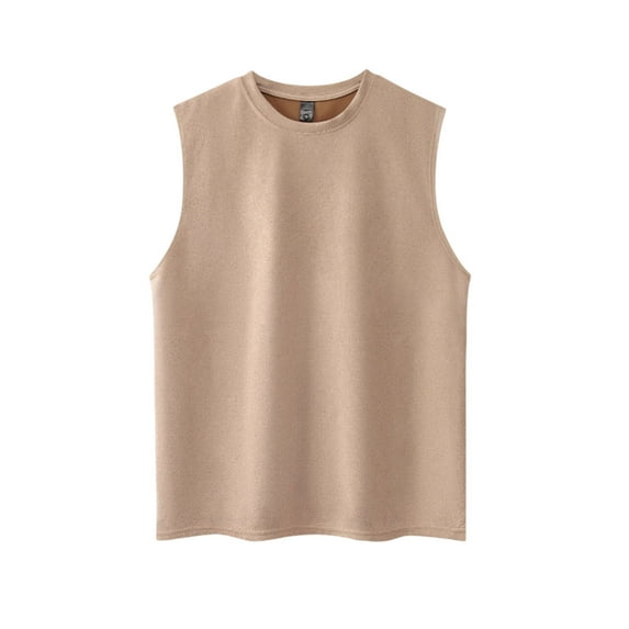 Admvng Sleeveless Shirts for Men Crew Neck Solid Color Wide Shoulder Fitness Sports Leisure Tank M-3XL