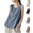 thumbnail image 1 of Admvng Tank Tops for Women Plus Size Solid Cotton Linen Round Neck Loose Fit Sleeveless Tops L-4XL, 1 of 7