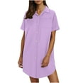 thumbnail image 1 of Admvng Summer Dresses for Women 2025 Casual Button Up Cotton and Linen Mini Shirt Dress S-2XL, 1 of 8