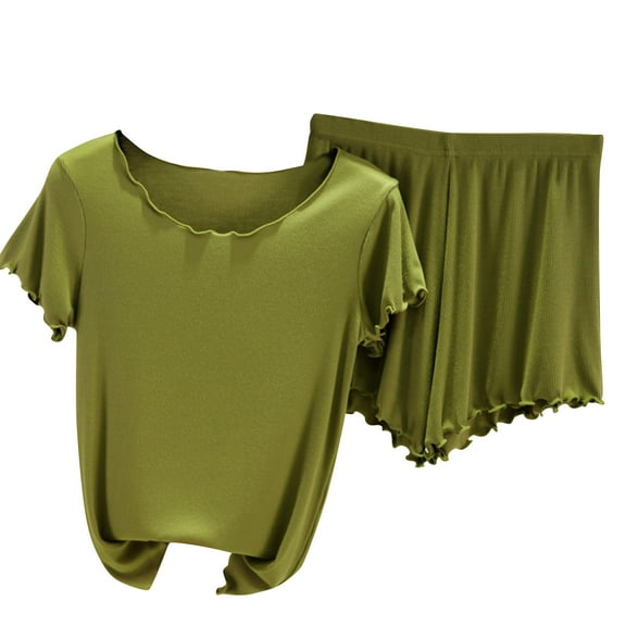 Admvng Summer Outfits For Women Round Neck Solid Color Thin Loose Sleeveless Casual Two-piece Set M-2XL