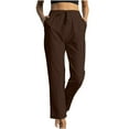 thumbnail image 1 of Admvng Sweat Pants For Womens Casual Linen Drawstring Elastic Waist Long Wide Leg Pants S-2XL, 1 of 6