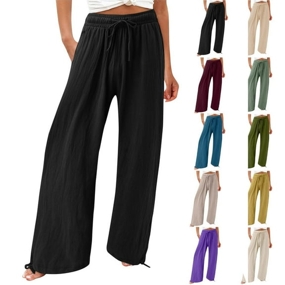 Admvng Sweat Pants for Womens Casual Elastic Loose Pants Straight Wide Leg Trousers Pants, Size S-5XL