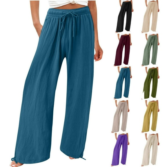 Admvng Sweat Pants for Womens Casual Elastic Loose Pants Straight Wide Leg Trousers Pants, Size S-5XL