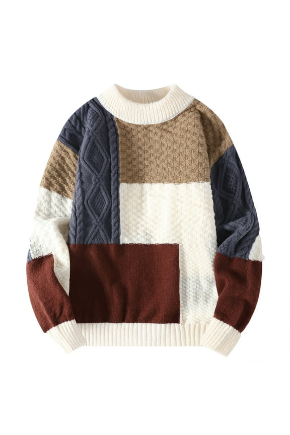Admvng Sweaters for Men Knitwear Elastic Pullover Assorted Colors Texture Trend Sweater M-4XL