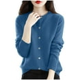 thumbnail image 1 of Admvng Sweaters for Women Solid Color Long Sleeved Round Neck Knitted Blouses Thin Cardigan Sweater Top, Size M-2XL, 1 of 4