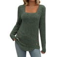thumbnail image 1 of Admvng Sweaters for Women Winter Long Sleeve Square-Neck Comfy Solid Regular Tops, Size S-2XL, 1 of 3