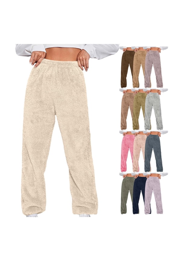 Admvng Sweatpants Women Casual Solid Warm Fleece Winter Thickened Loose Long Pants,Sizes XS-5XL