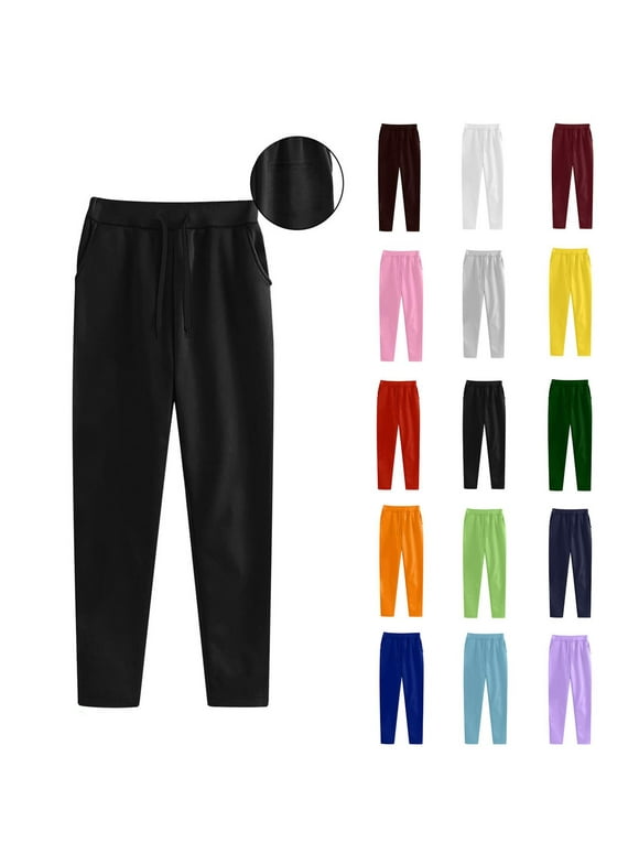Admvng Sweatpants Women Casual Trousers and Solid Color Plus Running Fitness Sports Pants with Three Pockets, Size S-3XL
