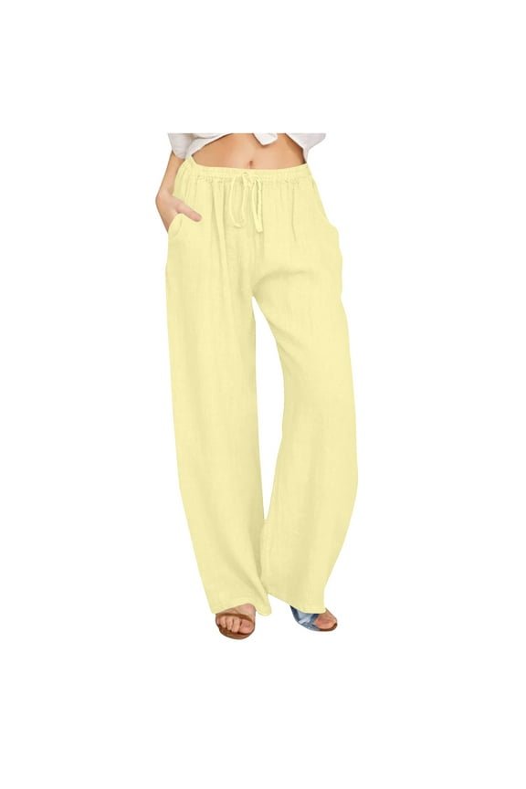 Sweatpants Women Solid Color Casual Ribbed Elastic Jogging Sports Wide-Leg Pants Comfy Fall Winter Pants, Size S-2XL