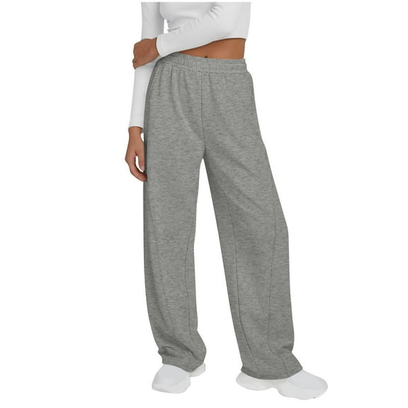 Admvng Womens Sweatpants Solid Color Casual Wide Leg Oversized Pocket Sweatpants Long Pants, Size S-2XL