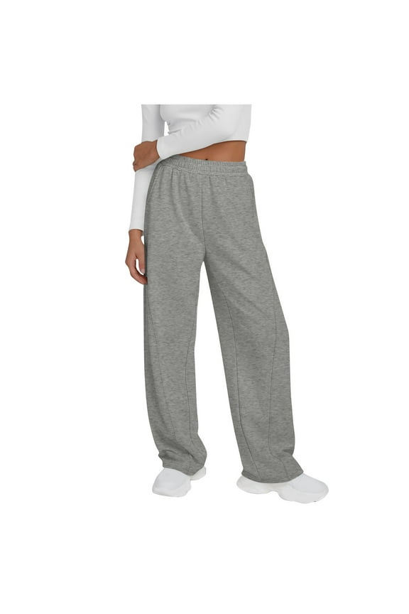 Admvng Womens Sweatpants Solid Color Casual Wide Leg Oversized Pocket Sweatpants Long Pants, Size S-2XL
