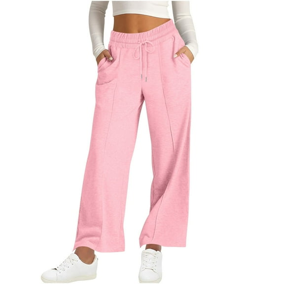 Admvng Sweatpants Women Trousers Full Pants Casual Straight Solid Color Loose Casual Wide Leg Pants, Size S-2XL
