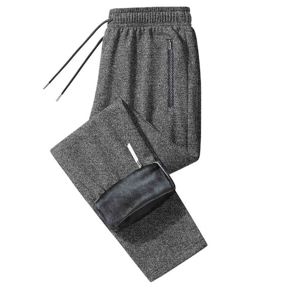 Admvng Sweatpants for Men Casual Solid Elastic Waistband Drawstring Thick Warm Straight Leg Pants, Size L-8XL