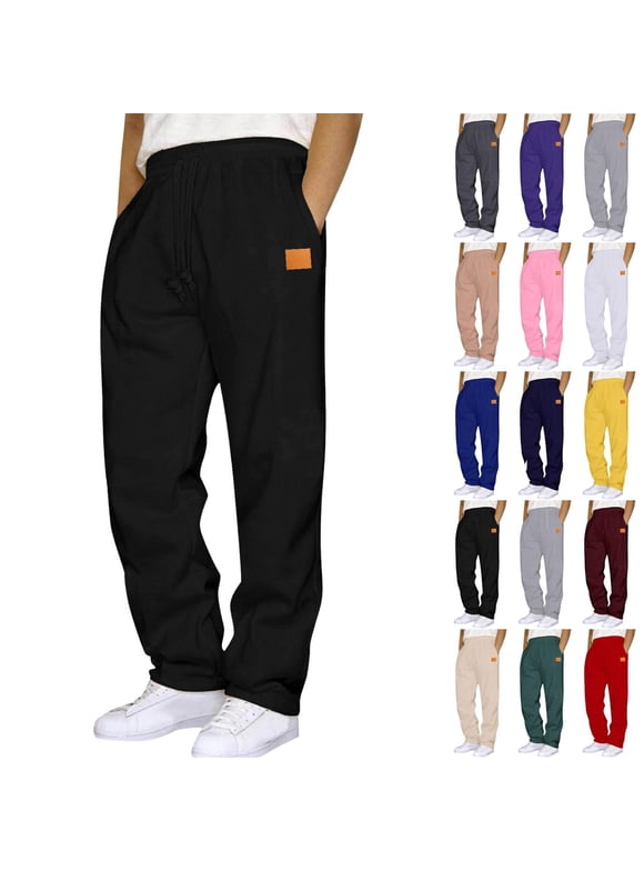 Admvng Sweatpants for Men Casual Solid Plus Haren Elastic Waist Drawstring Pocket Pants,Size XL-5XL