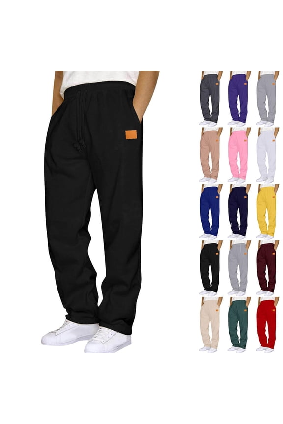 Admvng Sweatpants for Men Casual Solid Plus Haren Elastic Waist Drawstring Pocket Pants,Size XL-5XL