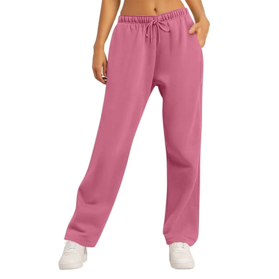 Admvng Women Sweatpants Solid Color Wide Leg Sweatpants Fall Casual Pants, Size S-2XL