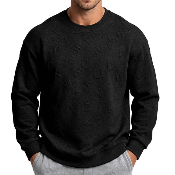 Admvng Sweatshirt for Men Long Sleeve Big & Tall Round Neck Stretchy Casual Pullover Tops