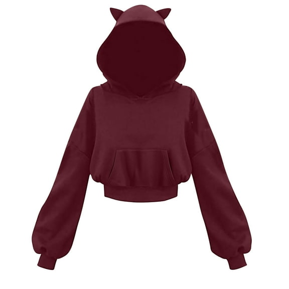 Admvng Sweatshirt for Women Ear Hoodie Pullover Long Sleeve Hooded Sweatshirt Cute Dark Gothic Style Blouse S-5XL