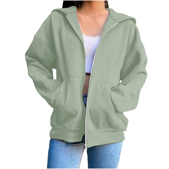ZKCCNUK Sweatshirt for Women Zip up Hoodies Long Sleeve Fall Oversized Sweatshirts Fleece Jacket with Pockets,Sizes S-3XL