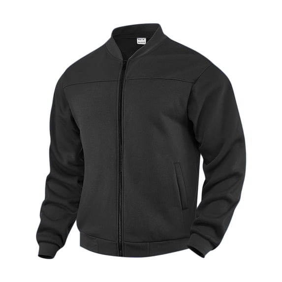 Admvng Sweatshirts for Men Casual Solid Color Zipper Loose Pocket Lapel Long Sleeved Jacket, Size S-3XL