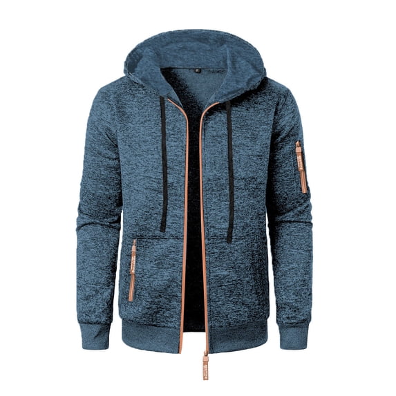 Admvng Sweatshirts for Men Casual Solid Long Sleeved Full-zip Hoodie Jacket Hooded Sweatshirt, Size S-3XL