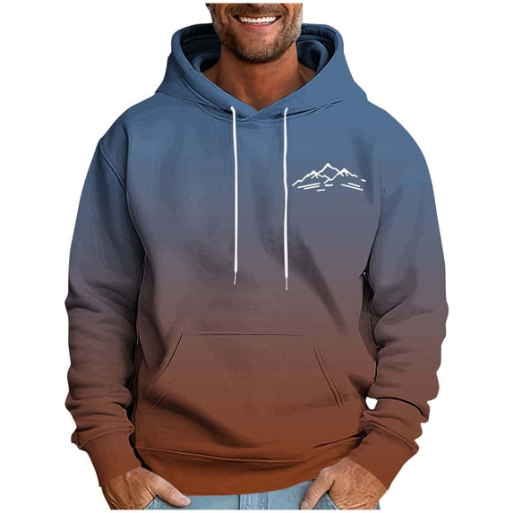 Admvng Sweatshirts for Men Print Leisure Draw Rope Hooded Sweatshirt Autumn and winter Clothing Apparel, Size M-4XL